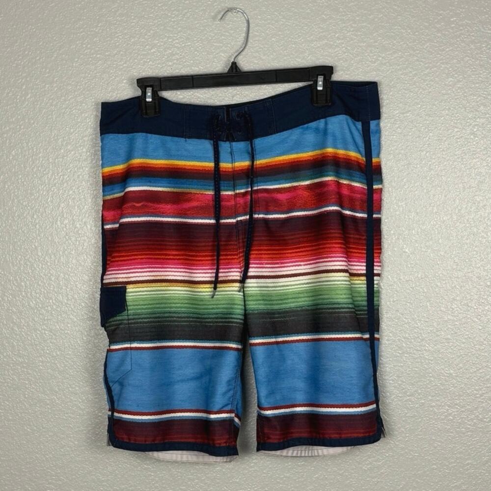 Arizona Jeans Men's Size 34 Multicolor Mid length Swim Trunks Shorts Pockets